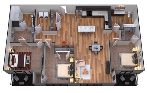 Floor plan for 3 beds, 2 baths, 1599 sqft